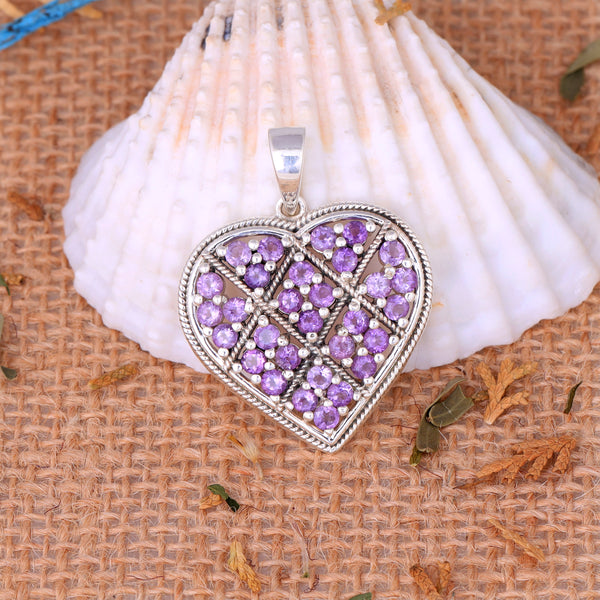 Sterling Silver Amethyst Heart Pendant SSP245