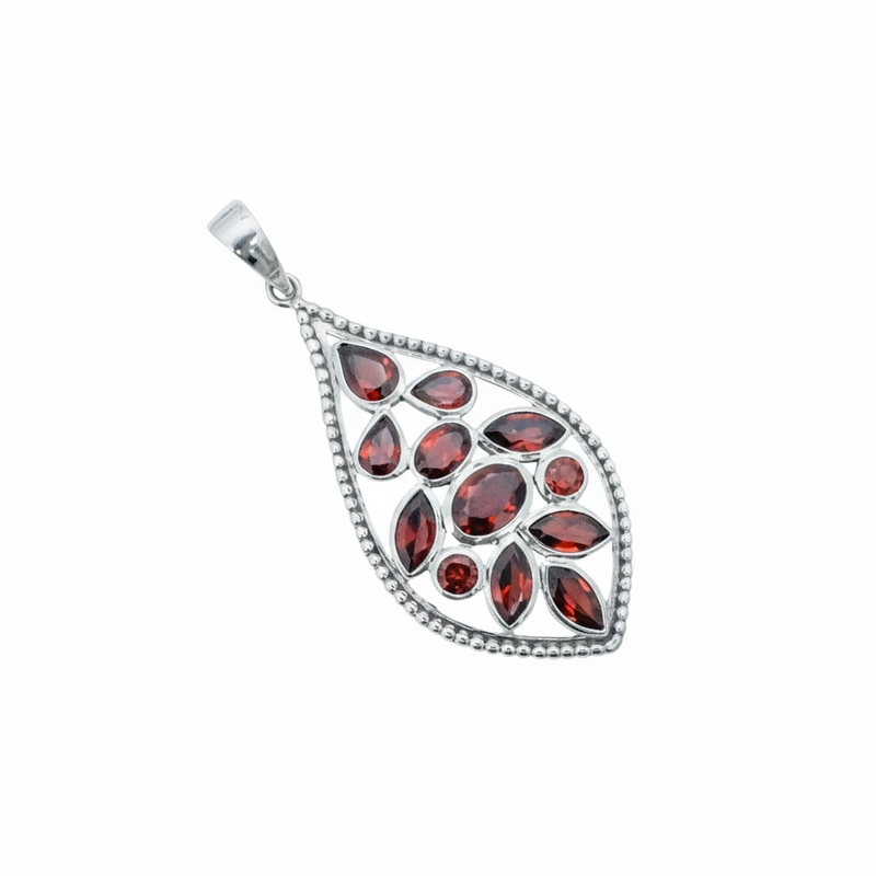 Sterling Silver Garnet Pendant SSP70
