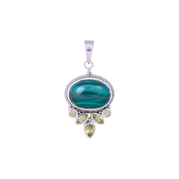 Sterling Silver Malachite & Peridot Pendant SSP4