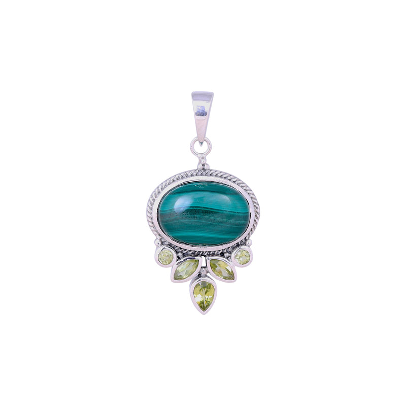 Sterling Silver Malachite & Peridot Pendant SSP4