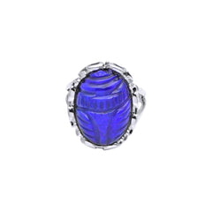 Sterling Silver Lapis Scarab Ring SSR292