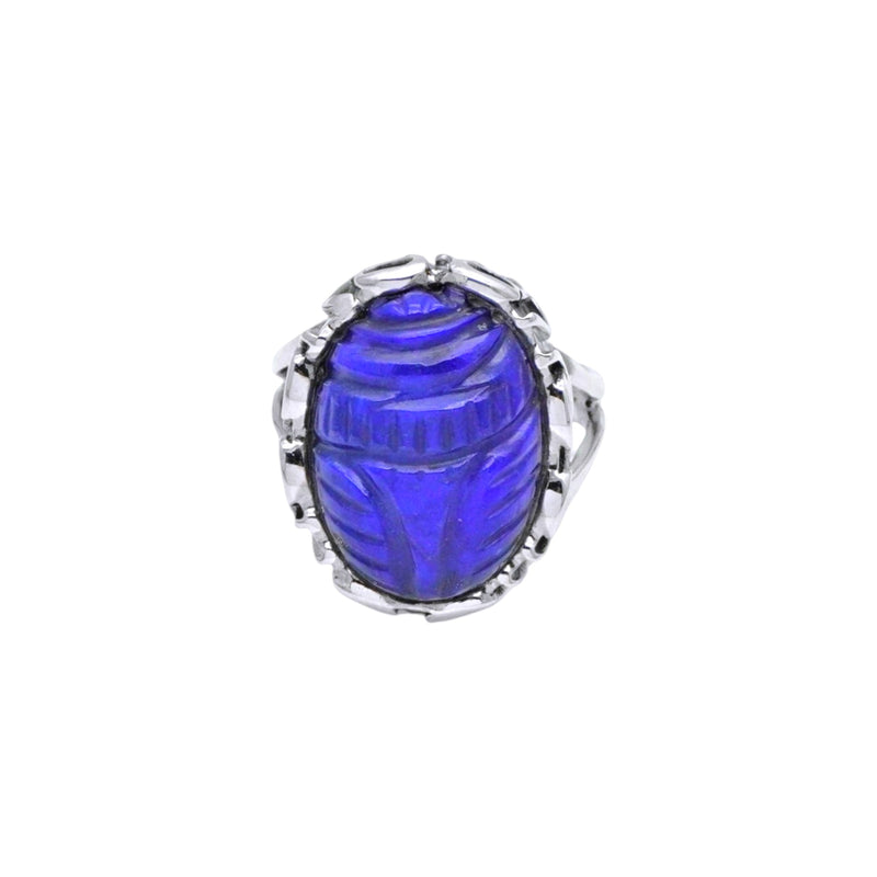 Sterling Silver Lapis Scarab Ring SSR292
