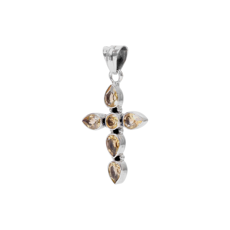 Sterling Silver Citrine Cross Pendant SSP223