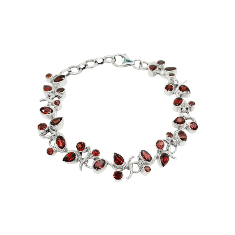Sterling Silver Garnet Bracelet SSBR75