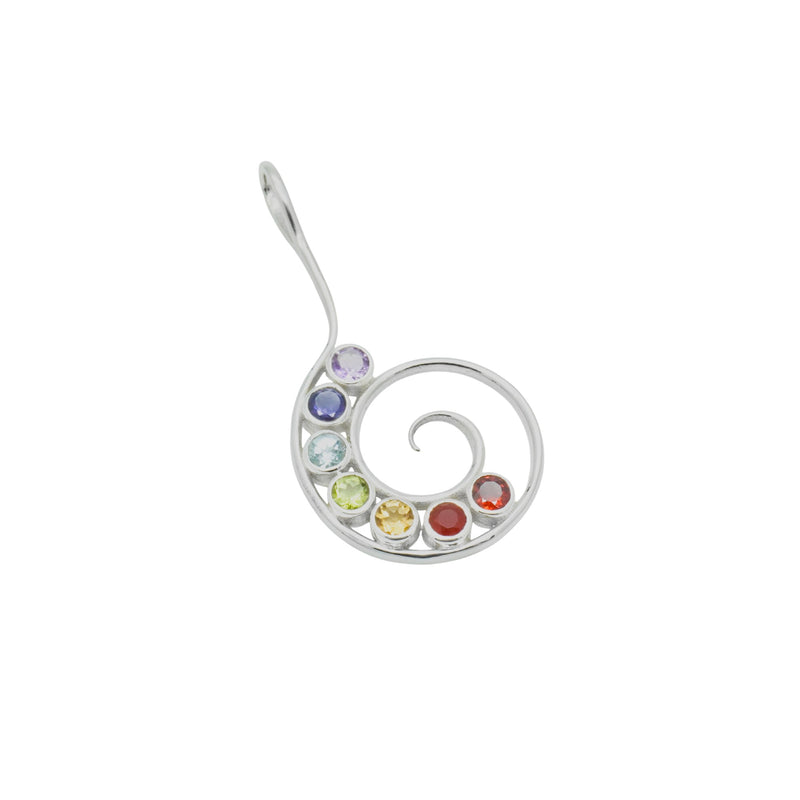 Sterling Silver Chakra Multi Gemstone Pendant SSP151