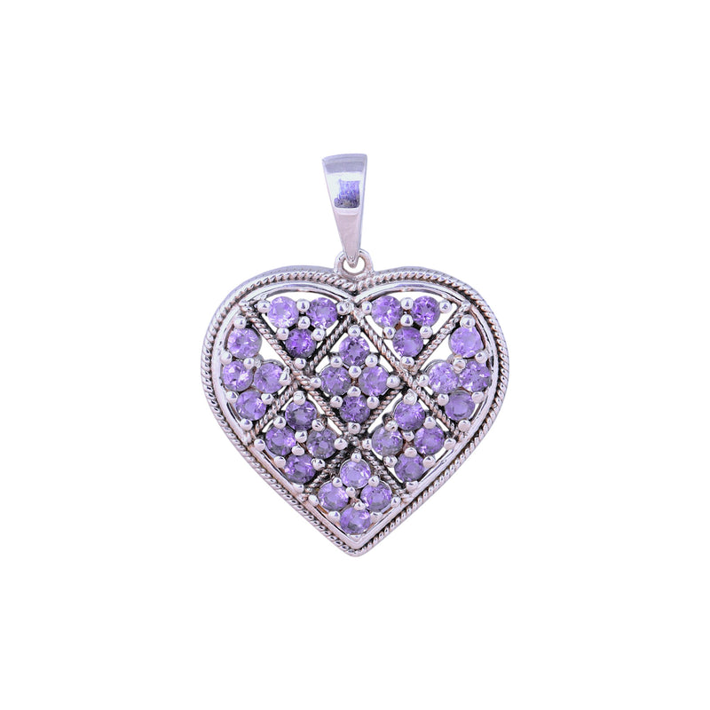 Sterling Silver Amethyst Heart Pendant SSP245