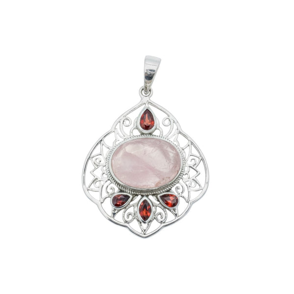 Sterling Silver Rose Quartz & Garnet Pendant SSP71