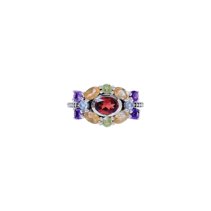 Sterling Silver Multi Gemstone Ring SSR295