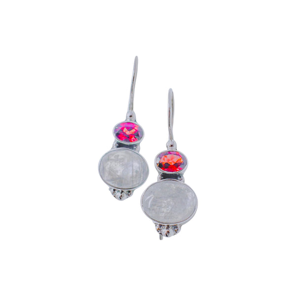 Sterling Silver Garnet & Moonstone Earrings SSER122