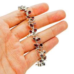 Sterling Silver Garnet Bracelet SSBR75