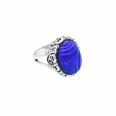 Sterling Silver Lapis Scarab Ring SSR292
