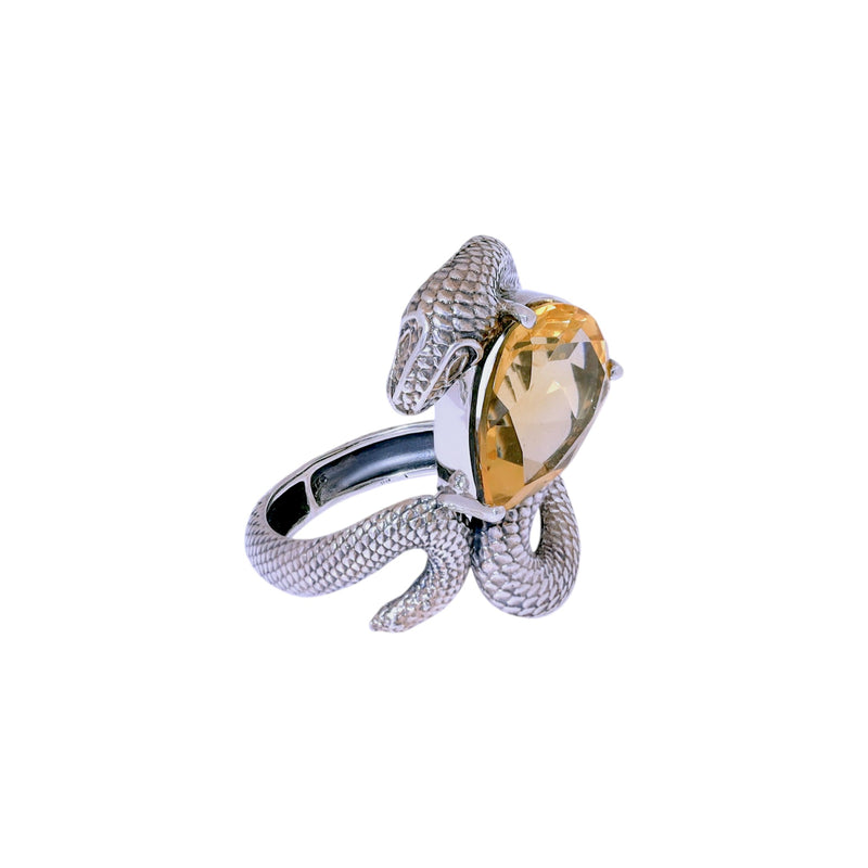 Sterling Silver Citrine Snake Ring SSR425