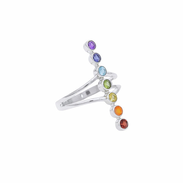 Sterling Silver Multi Gemstone Chakra Ring SSR297