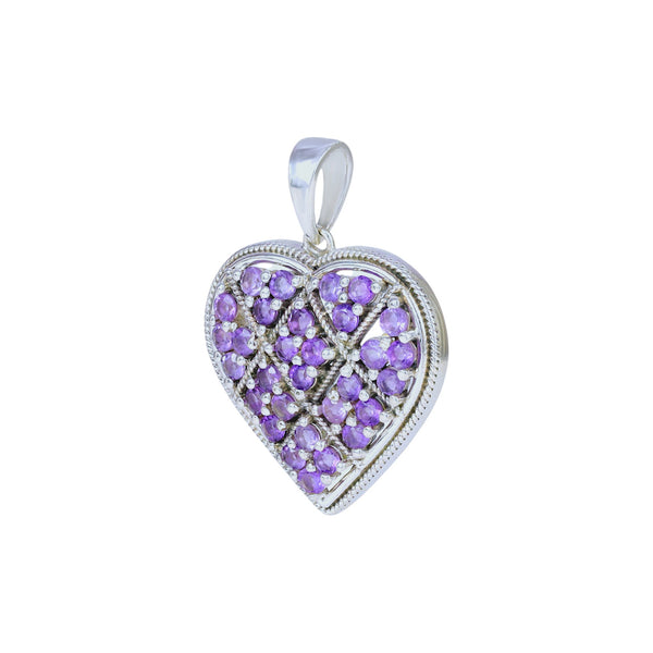 Sterling Silver Amethyst Heart Pendant SSP245