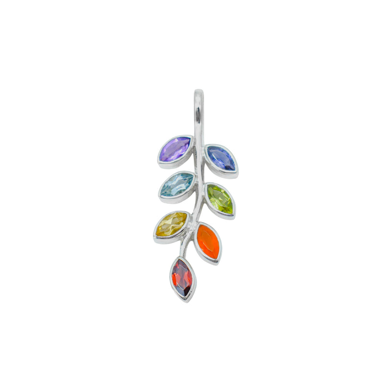 Sterling Silver Chakra Multi Gemstone Pendant SSP147