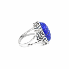Sterling Silver Lapis Scarab Ring SSR292