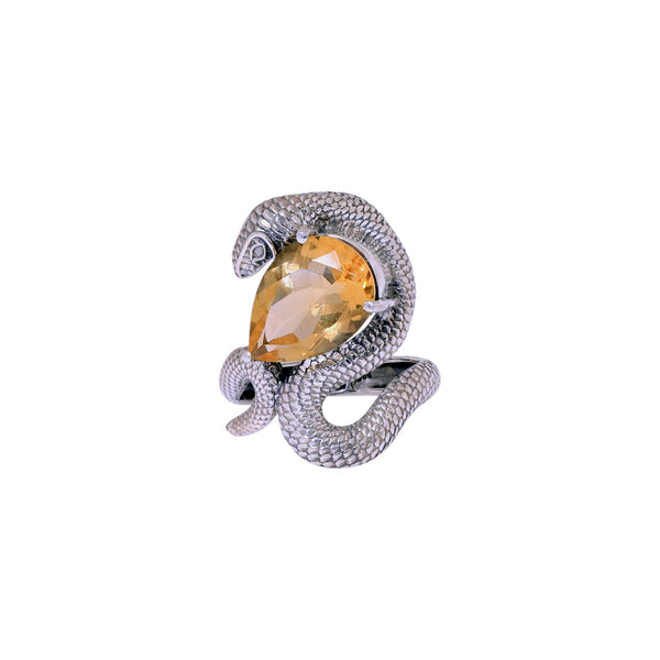 Sterling Silver Citrine Snake Ring SSR425