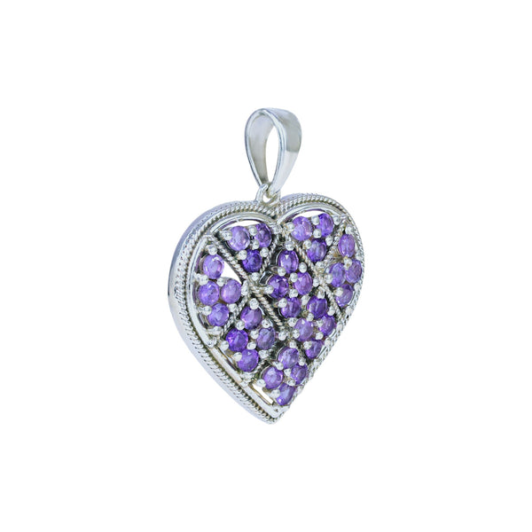 Sterling Silver Amethyst Heart Pendant SSP245