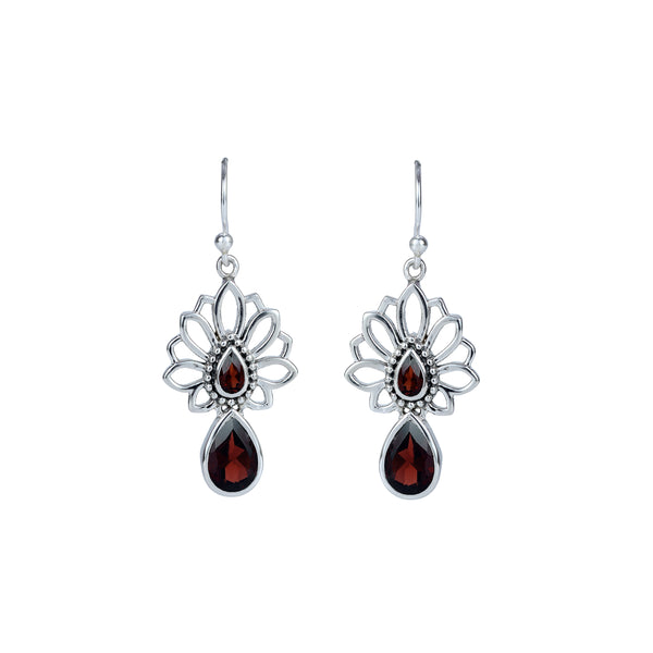 Sterling Silver Garnet Earrings SSER208