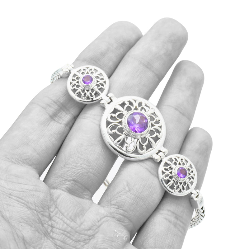 Sterling Silver Amethyst Bracelet SSBR49
