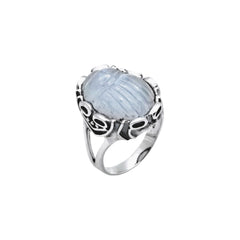 Sterling Silver Moonstone Scarab Ring SSR292