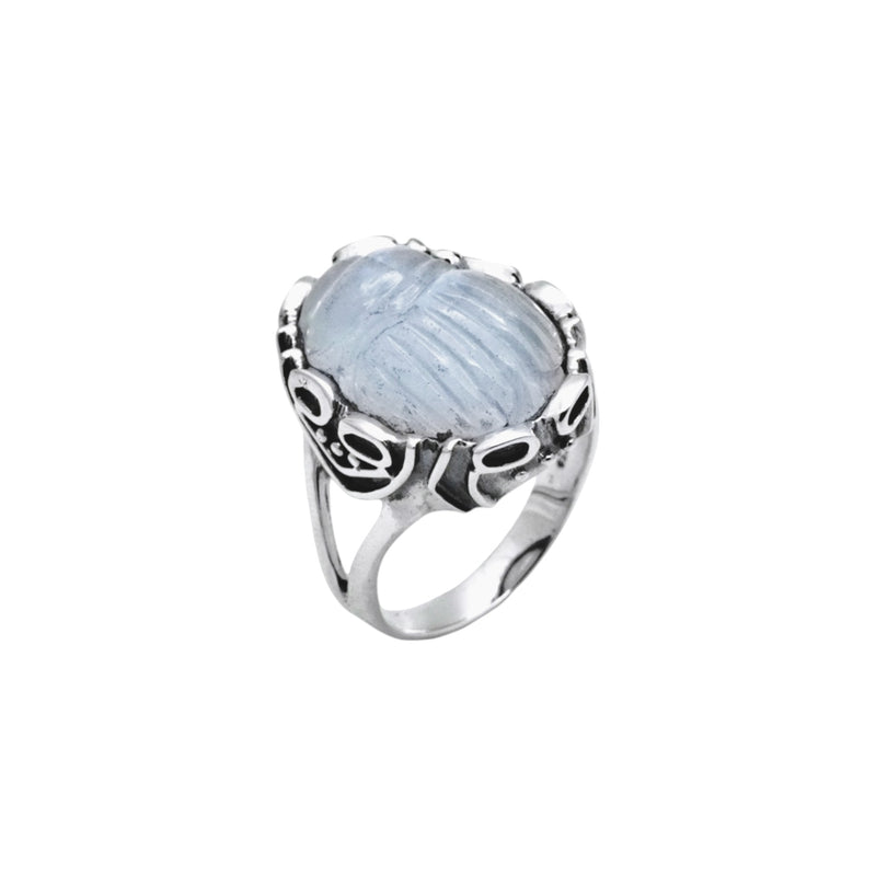 Sterling Silver Moonstone Scarab Ring SSR292