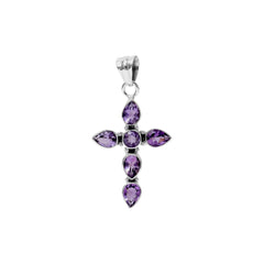 Sterling Silver Amethyst Cross Pendant SSP223