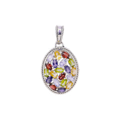 Sterling Silver Multi Gemstone Pendant SSP85