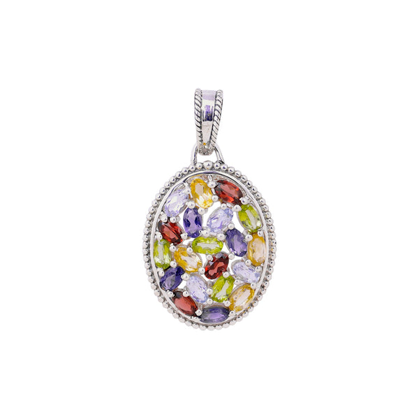 Sterling Silver Multi Gemstone Pendant SSP85