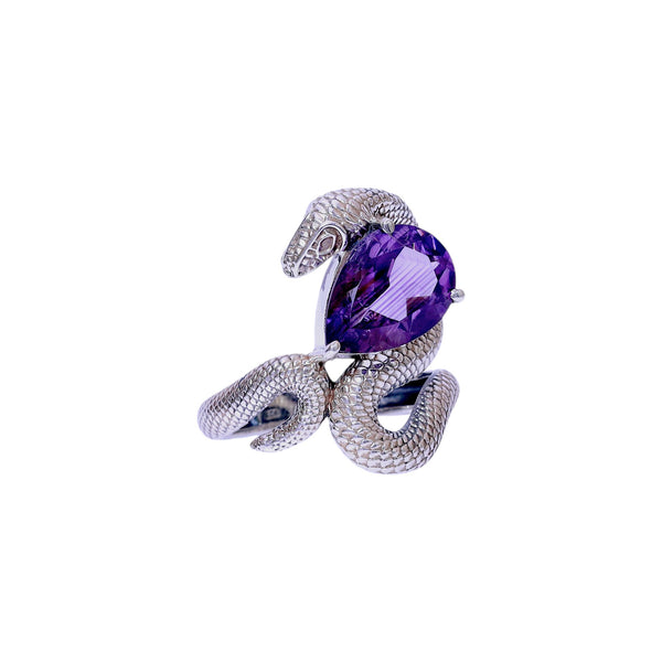Sterling Silver Amethyst Snake Ring SSR425