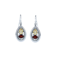 Sterling Silver Garnet & Citrine Earrings SSER198