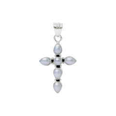 Sterling Silver Pearl Cross Pendant SSP223