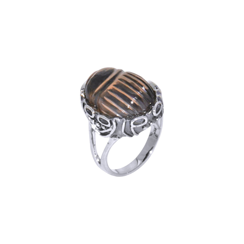Sterling Silver Smoky Quartz Scarab Ring SSR292