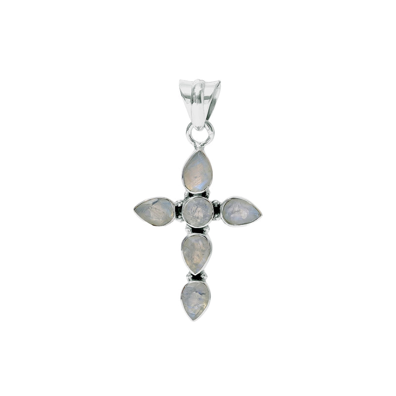 Sterling Silver Moonstone Cross Pendant SSP223