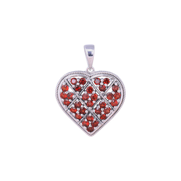 Sterling Silver Garnet Heart Pendant SSP245