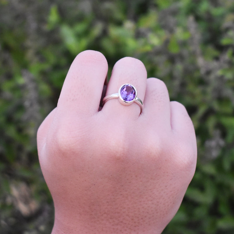 Sterling Silver Amethyst Ring SSR111