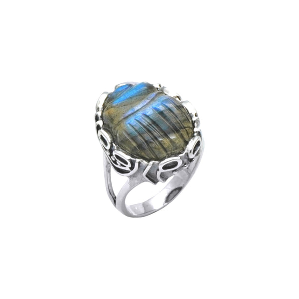 Sterling Silver Labradorite Scarab Ring SSR292