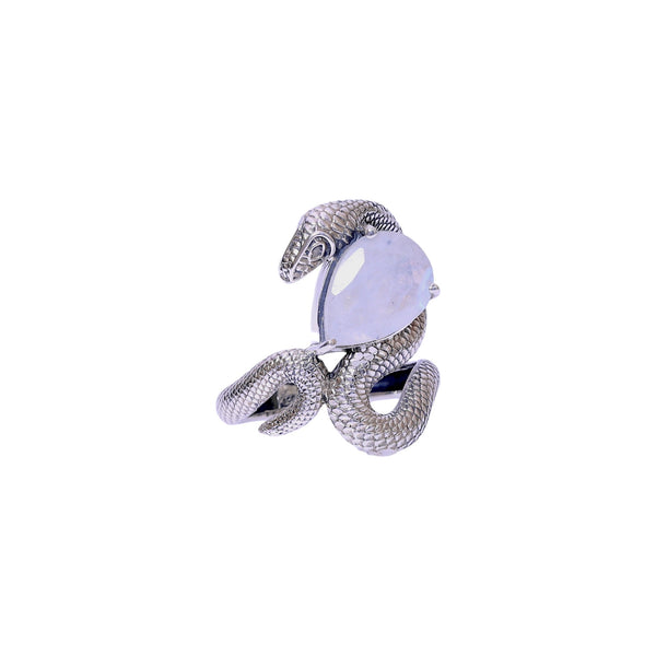Sterling Silver Moonstone Snake Ring SSR425