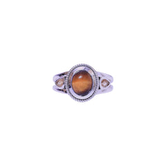 Sterling Silver Tiger Eye & Citrine Ring SSR421