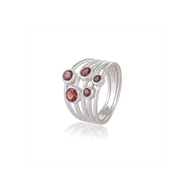 925 Sterling Silver Garnet Ring SSR414