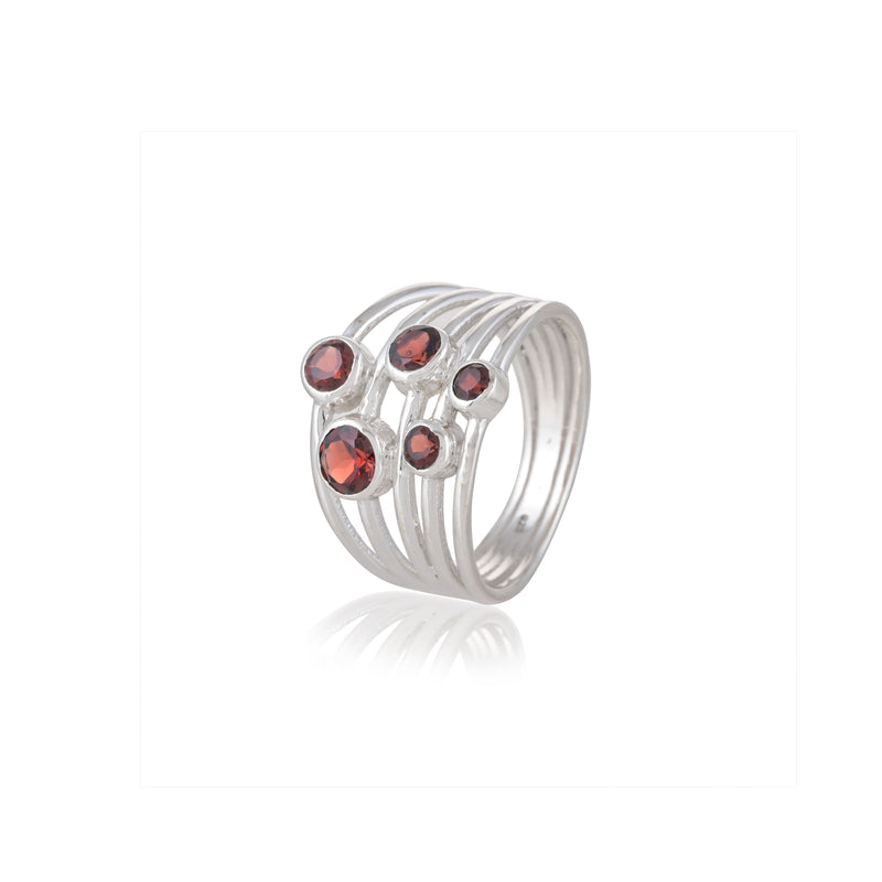 925 Sterling Silver Garnet Ring SSR414