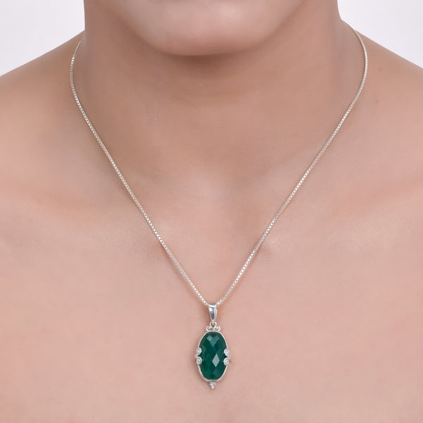 Sterling Silver Green Onyx Pendant SSP236