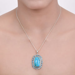 Sterling Silver Turquoise & Topaz Pendant SSP241