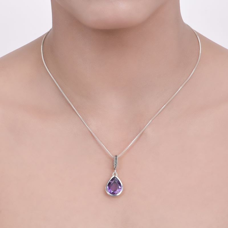 Sterling Silver Amethyst Pendant SSP237