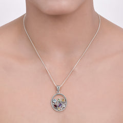 925 Sterling Silver Multi Gemstone Pendant SSP252