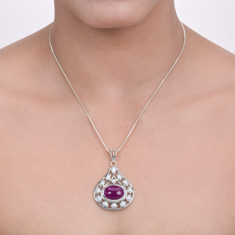 Sterling Silver Allonite & pearl Pendant SSP239