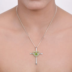 Sterling Silver Peridot Cross Pendant SSP247
