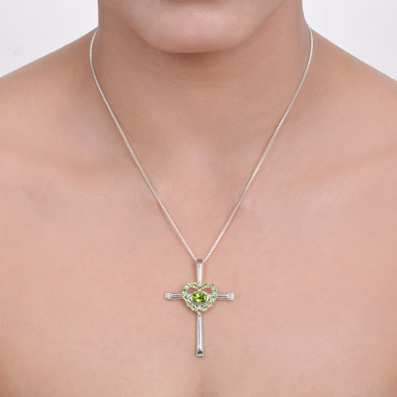 Sterling Silver Peridot Cross Pendant SSP247