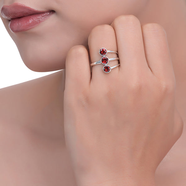 925 Sterling Silver Garnet Ring SSR370