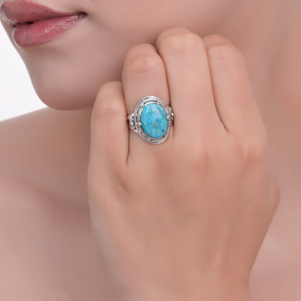 Sterling Silver Blue Mohave Turquoise Ring SSR379